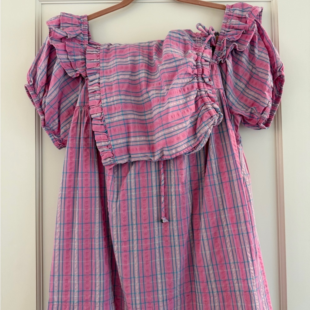 Free People Pink and Blue Plaid 2 piece set